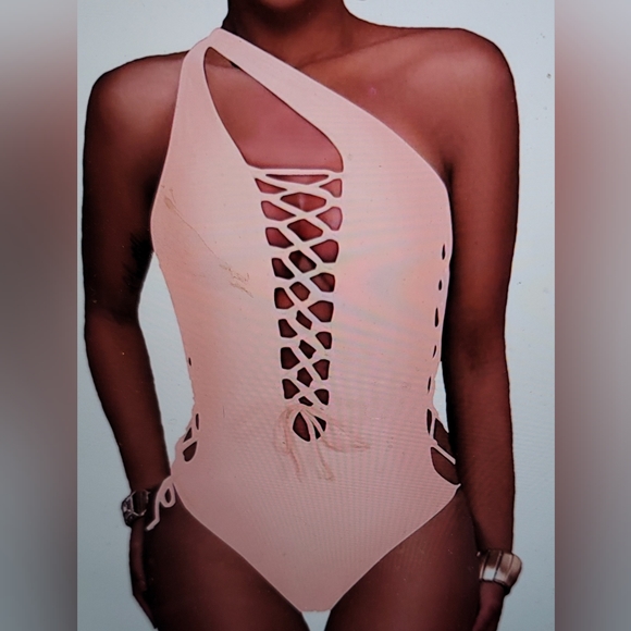 NWT STRAPPY LACE UP CUT OUT FLIRTY SEXY ONE PIECE SWIM BATHING SUIT LARGE - Picture 10 of 10